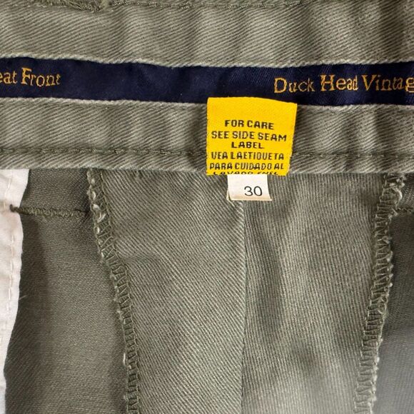 VTG Duck Head Vintage Pleat Front Khaki Chino Pants, Olive, 36x29, 100% Cotton - Picture 6 of 8